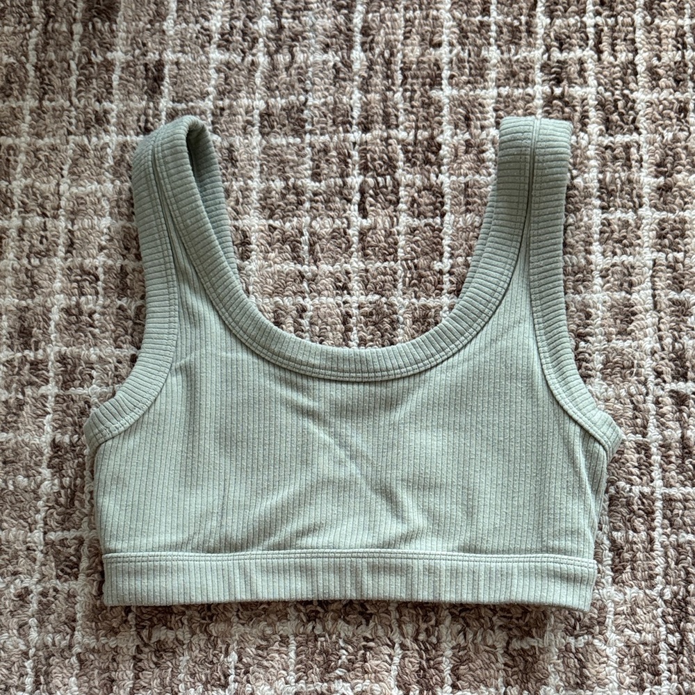ALO Ribbed Sports Bra - Lime Stone